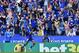 Leicester City's Algerian midfielder Riyad Mahrez celebrates after scoring Leicester's third goal from the penalty spot during the English Premier League football match between Leicester City and Sunderland at King Power Stadium in Leicester, central Engl