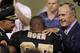 Horn with former President George H. W. Bush at the Saints' 2005 "home opener" in New York.