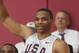 LAS VEGAS, NV - AUGUST 11: Chris Paul, James Harden and Russell Westbrook of the USA National Team participate in a minicamp at UNLV on August 11, 2015 in Las Vegas, Nevada. NOTE TO USER: User expressly acknowledges and agrees that, by downloading and/or