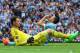 MANCHESTER, ENGLAND - AUGUST 16: Sergio Aguero of Manchester City fails to score from close range as he is challenged by Asmir Begovic of Chelsea during the Barclays Premier League match between Manchester City and Chelsea at the Etihad Stadium on August