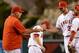 Sep 7, 2015; Anaheim, CA, USA; Los Angeles Angels manager Mike Scioscia (14) pulls starting pitcher Nick Tropeano (35) in the fifth inning of the game against the Los Angeles Dodgers at Angel Stadium of Anaheim. Mandatory Credit: Jayne Kamin-Oncea-USA TOD
