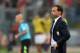 Juventus' coach from Italy Massimiliano Allegri reacts after AS Roma's second goal during the Italian Serie A football match AS Roma vs Juventus on August 30, 2015 at the Olympic stadium in Rome. AFP PHOTO / ALBERTO PIZZOLI (Photo credit should