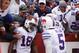 ORCHARD PARK, NY - SEPTEMBER 13: Percy Harvin #18 of the Buffalo Bills celebrates his touchdown with Tyrod Taylor #5 of the Buffalo Bills against the Indianapolis Colts during the first half at Ralph Wilson Stadium on September 13, 2015 in Orchard Park,