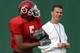 Urban Meyer with multipurpose player Paris Warren at Utah.