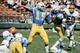 San Diego Chargers quarterback Johnny Unitas (19), inducted to the Pro Football Hall of Fame class of 1979, fires a pass during a 20-13 loss to the Cincinnati Bengals on September 30, 1973, at San Diego Stadium in San Diego, California. (Photo by Charles