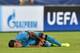ROME, ITALY - SEPTEMBER 16: Rafinha of FC Barcelona after clashes with Radja Nainggolan of AS Roma during the UEFA Champions League Group E match between AS Roma and FC Barcelona, at Olimpico Stadium on September 16, 2015 in Rome, Italy. (Photo by Gius