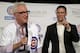 Maddon introduces himself to the Chicago media alongside Epstein.