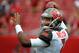 TAMPA, FL - SEPTEMBER 13: Quarterback Jameis Winston #3 of the Tampa Bay Buccaneers throws the ball in pregame warmups prior to the game against the Tennessee Titans at Raymond James Stadium on September 13, 2015 in Tampa, Florida. (Photo by Cliff McBride