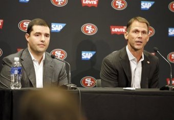 CEO Jed York (left) and general manager Trent Baalke (right) have been heavily criticized for their actions handling the team in recent years.