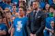 DALLAS, TX - APRIL 24: Chandler Parsons #25 stands next to Mark Cuban, owner of the Dallas Mavericks against the Houston Rockets during Game Three of the Western Conference Quarterfinals of the 2015 NBA Playoffs on April 24, 2015 at the American Airlines