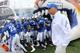 MEMPHIS, TN - OCTOBER 19: Head coach Justin Fuente of the Memphis Tigers prepares to take the field against the SMU Mustangs on October 19, 2013 at Liberty Bowl Memorial Stadium in Memphis, Tennessee. SMU beat Memphis 34-29. (Photo by Joe Murphy/Getty Im