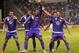 Sep 19, 2015; Chicago, IL, USA; Orlando City FC forward Bryan Rochez (35) celebrates scoring a goal with teammates during the second half against the Chicago Fire at Toyota Park. Orlando City SC won 1-0. Mandatory Credit: Dennis Wierzbicki-USA TODAY Spor