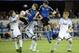 October 3, 2015; San Jose, CA, USA; San Jose Earthquakes defender Clarence Goodson and midfielder JJ Koval (15) both play for the ball against Vancouver Whitecaps FC during the second half at Avaya Stadium. Mandatory Credit: Gary A. Vasquez-USA TODAY Spor