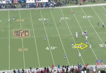 Instead of a big play, Kaepernick gets chased out of bounds for a loss.