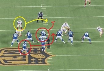 The Giants effectively used running back Shane Vereen in an attack on the center of San Francisco's defense.