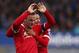 LIVERPOOL, ENGLAND - OCTOBER 17: Wayne Rooney of Manchester United celebrates scoring his team's third goal with his team mate Jesse Lingard during the Barclays Premier League match between Everton and Manchester United at Goodison Park on October 17, 20