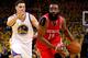 James Harden averaged 28.4 points, 7.8 rebounds and 6.4 assists in five games against the Warriors in the 2015 Western Conference Finals.