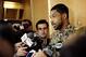 CLEVELAND, OH - JUNE 16: Tristan Thompson #13 of the Cleveland Cavaliers speaks to the media after a game against the Golden State Warriors in Game Six of the 2015 NBA Finals at The Quicken Loans Arena on June 16, 2015 in Cleveland, OH. NOTE TO USER: User