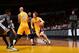 SAN DIEGO, CA - OCTOBER 17: Marcelo Huertas #9 of the Los Angeles Lakers drives to the basket against the Golden State Warriors during a preseason game on October 17, 2015 at Valley View Casino Center in San Diego, California. NOTE TO USER: User expressl