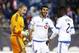 Oct 17, 2015; Foxborough, MA, USA; Montreal Impact goalkeeper Evan Bush (1) and defender Victor Cabrera (36) and defender Ambroise Oyongo (2) celebrate a victory against the New England Revolution at Gillette Stadium. Mandatory Credit: Mark L. Baer-USA TO