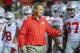 Oct 24, 2015; Piscataway, NJ, USA; Ohio State Buckeyes head coach Urban Meyer prior to the game against the Rutgers Scarlet Knights at High Points Solutions Stadium. Mandatory Credit: Jim O'Connor-USA TODAY Sports
