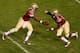 Oct 24, 2015; Atlanta, GA, USA; Florida State Seminoles quarterback Everett Golson (6) hands the ball off to running back Dalvin Cook (4) in the first quarter of their game at Bobby Dodd Stadium. Mandatory Credit: Jason Getz-USA TODAY Sports