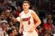 MIAMI, FL - OCTOBER 12: Tyler Johnson #8 of the Miami Heat drives to the basket against the San Antonio Spurs during a preseason game on October 12, 2015 at AmericanAirlines Arena in Miami, Florida. NOTE TO USER: User expressly acknowledges and agrees th