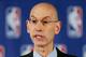 NEW YORK, NY - APRIL 29: NBA Commissioner Adam Silver holds a press conference to discuss Los Angeles Clippers owner Donald Sterling at the Hilton Hotel on April 29, 2014 in New York City. Silver announced that Sterling will be banned from the NBA for li