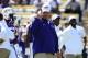 BATON ROUGE, LA - OCTOBER 10: Head coach Les Miles of the LSU Tigers watches his team during warmups prior to a game against the South Carolina Gamecocks at Tiger Stadium on October 10, 2015 in Baton Rouge, Louisiana. LSU defeated South Carolina 45-24.
