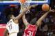 Nov 2, 2015; Philadelphia, PA, USA; Cleveland Cavaliers center Tristan Thompson (13) defends the shot attempt of Philadelphia 76ers guard Hollis Thompson (31) during the second quarter at Wells Fargo Center. Mandatory Credit: Bill Streicher-USA TODAY Spor