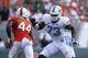 Brennan Williams blocking for the North Carolina Tarheels.