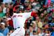 BOSTON, MA - JUNE 14: Hanley Ramirez #13 of the Boston Red Sox swings during the ninth inning of the Toronto Blue Jays 13-5 win over the Boston Red Sox in a game at Fenway Park on June 14, 2015 in Boston, Massachusetts. (Photo by Winslow Townson/Getty I
