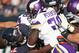 CHICAGO, IL - NOVEMBER 01: Adrian Peterson #28 of the Minnesota Vikings is tackled by LaRoy Reynolds #52 of the Chicago Bears at Soldier Field on November 1, 2015 in Chicago, Illinois. The Vikings defeated the Bears 23-20. (Photo by Jonathan Daniel/Getty