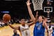 Nov 1, 2015; Los Angeles, CA, USA; Dallas Mavericks forward Dirk Nowitzki (41) defends Los Angeles Lakers guard Jordan Clarkson (6) in the second half of the game at Staples Center. Mavericks won 103-93. Mandatory Credit: Jayne Kamin-Oncea-USA TODAY Sport
