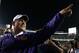 BATON ROUGE, LA - NOVEMBER 28: Head coach Les Miles of the LSU Tigers celebrates after defeating the Texas A&M Aggies 19-7 at Tiger Stadium on November 28, 2015 in Baton Rouge, Louisiana. (Photo by Chris Graythen/Getty Images)