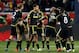 HARRISON, NJ - NOVEMBER 29: Members of the Columbus Crew celebrate their Eastern Conference win over the New York Red Bulls after their match at Red Bull Arena on November 29, 2015 in Harrison, New Jersey. (Photo by Jeff Zelevansky/Getty Images)