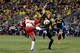 COLUMBUS, OH - NOVEMBER 22: Bradley Wright-Phillips attempts to kick the ball past Tyson Wahl #2 of the Columbus Crew SC on November 22, 2015 at MAPFRE Stadium in Columbus, Ohio. Columbus defeated New York 2-0. (Photo by Kirk Irwin/Getty Images)