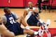 LAS VEGAS, NV - JULY 7: (L to R) Chris Paul and Kobe Bryant of the USA Men's National Team laugh during training camp on July 7, 2012 in Las Vegas, Nevada. NOTE TO USER: User expressly acknowledges and agrees that, by downloading and/or using this Photog