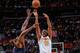 CLEVELAND, OH - NOVEMBER 21: Al Horford #15 of the Atlanta Hawks shoots against Tristan Thompson #13 of the Cleveland Cavaliers on November 21, 2015 at Quicken Loans Arena in Cleveland, Ohio. NOTE TO USER: User expressly acknowledges and agrees that, by d