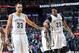 NEW ORLEANS, LA - OCTOBER 23: Ryan Anderson #33 of the New Orleans Pelicans and Anthony Davis #23 of the New Orleans Pelicans shake hands during a preseason game against the Miami Heat on October 23, 2015 at the Smoothie King Center in New Orleans, Louis