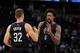 DENVER, CO - NOVEMBER 24: DeAndre Jordan #6 and Blake Griffin #32 of the Los Angeles Clippers shake hands before the game against the Denver Nuggets on November 24 2015 at the Pepsi Center in Denver, Colorado. NOTE TO USER: User expressly acknowledges and