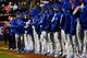 NEW YORK, NY - OCTOBER 17: Joe Maddon #70 of the Chicago Cubs high fives his team during player introductions prior to game one of the 2015 MLB National League Championship Series against the New York Mets at Citi Field on October 17, 2015 in the Flushin