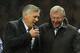 MANCHESTER, ENGLAND - NOVEMBER 14: Carlo Ancelotti the head coach / manager of Rest of the World XI and Sir Alex Ferguson the head coach / manager of Great Britain and Ireland XI during the David Beckham Match for Children in aid of UNICEF at Old Trafford