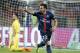 MONACO - AUGUST 30: Ezequiel Lavezzi of PSG celebrates scoring a goal while goalkeeper of Monaco Danijel Subasic looks on during the French Ligue 1 match between AS Monaco and Paris Saint-Germain at Stade Louis II on August 30, 2015 in Monaco. (Photo by J