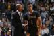SAN ANTONIO, TX - DECEMBER 11: Head Coach Byron Scott of the Los Angeles Lakers talks with D'Angelo Russell #1 of the Los Angeles Lakers during the game against the San Antonio Spurs on December 11, 2015 at the AT&T Center in San Antonio, Texas. NOTE TO