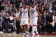 TORONTO, ON - DECEMBER 05: DeMar DeRozan #10 of the Toronto Raptors consoles Kyle Lowry #7 during an NBA game against the Golden State Warriors at the Air Canada Centre on December 05, 2015 in Toronto, Ontario, Canada. NOTE TO USER: User expressly ackno
