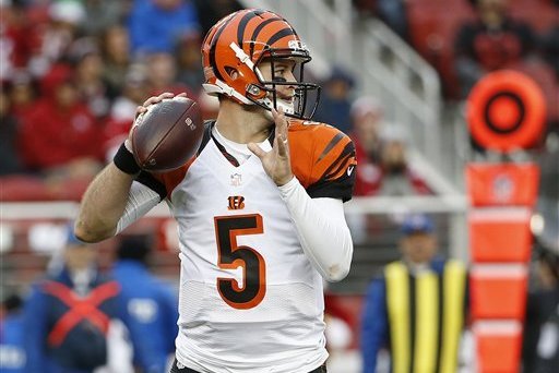 December 20, 2015: Cincinnati Bengals quarterback AJ McCarron (5) in action  during the NFL football game between the Cincinnati Bengals and the San  Francisco 49ers at Levi's Stadium in Santa Clara, CA.