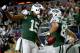 ARLINGTON, TX - DECEMBER 19: Brandon Marshall #15 and Eric Decker #87 of the New York Jets celebrate after Decker scored on a touchdown pass against the Dallas Cowboys during the fourth quarter at AT&T Stadium on December 19, 2015 in Arlington, Texas. (Ph