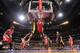 LOS ANGELES, CA - JANUARY 1: Roy Hibbert #17 of the Los Angeles Lakers shoots the ball against Jerami Grant #39 of the Philadelphia 76ers on January 1, 2016 at STAPLES Center in Los Angeles, California. NOTE TO USER: User expressly acknowledges and agree