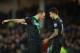 LIVERPOOL, ENGLAND - DECEMBER 28: Marko Arnautovic (L) of Stoke City celebrates his team's win with Joselu (R) in the Barclays Premier League match between Everton and Stoke City at Goodison Park on December 28, 2015 in Liverpool, England. (Photo by Dav